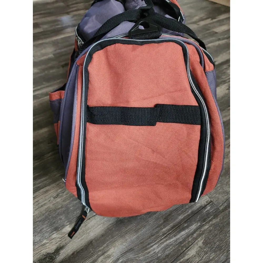 Large Jeep Duffle Travel Luggage Bag Rugged Orange, Black & Gray 20” X 9” X 12”